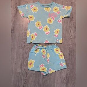 Zara Blue Floral Shorts Outfit 4T